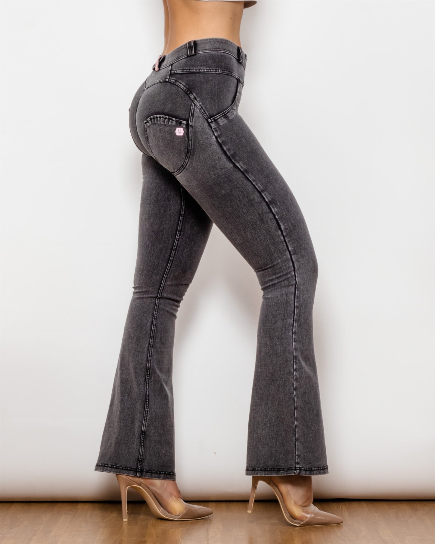 Two-Button Flare Jeans