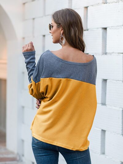 Boat Neck Long Sleeve Sweatshirt