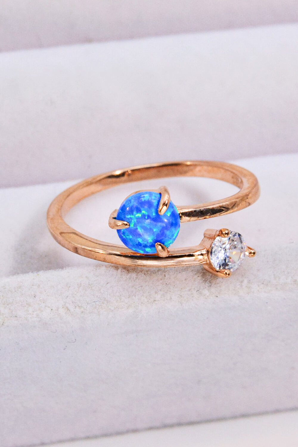 Opal and Zircon Open Ring