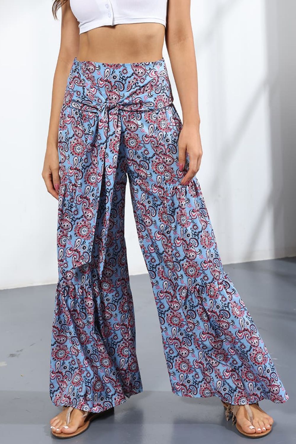 Printed High-Rise Tied Culottes