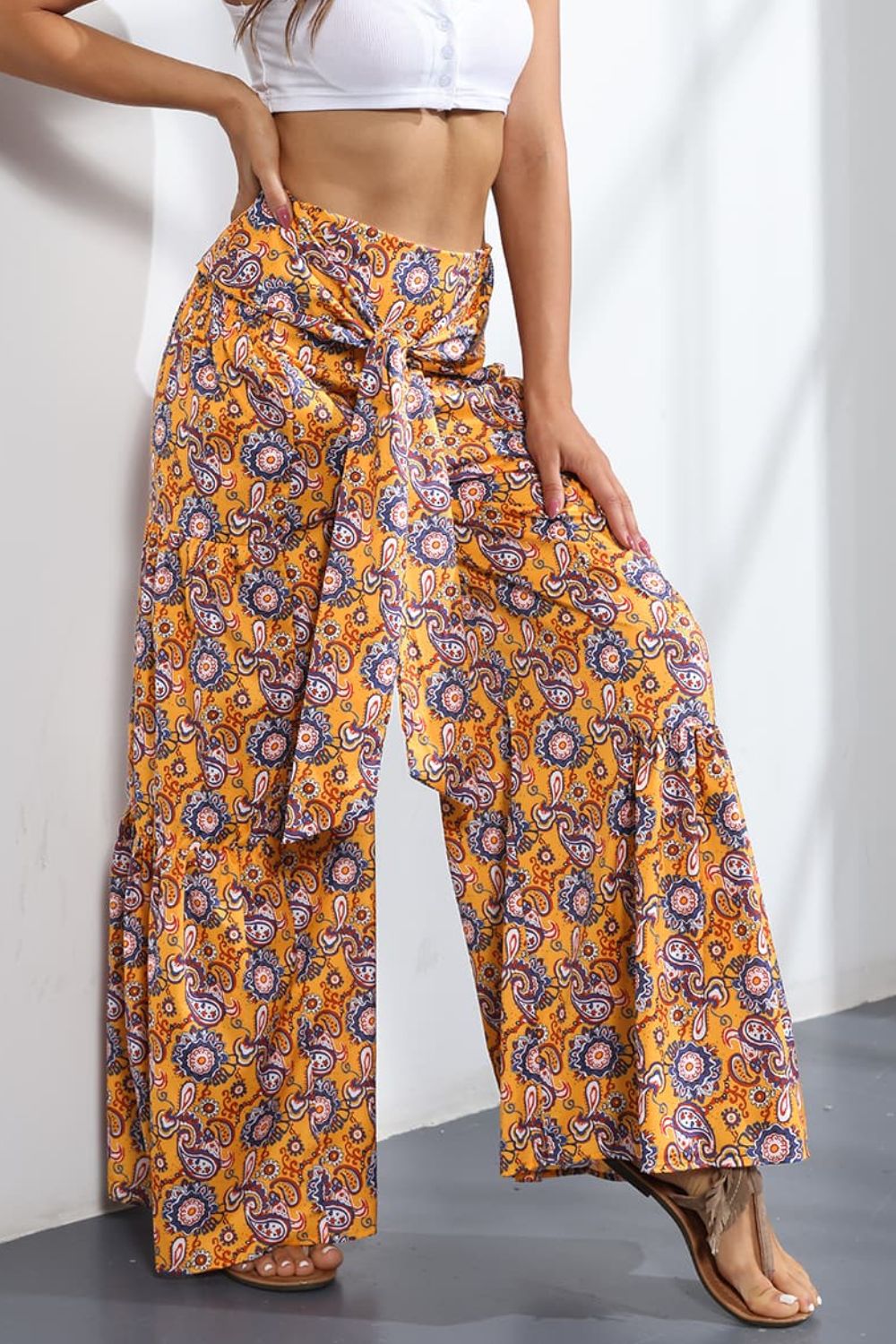 Printed High-Rise Tied Culottes