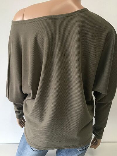 Boat Neck Long Sleeve Sweatshirt