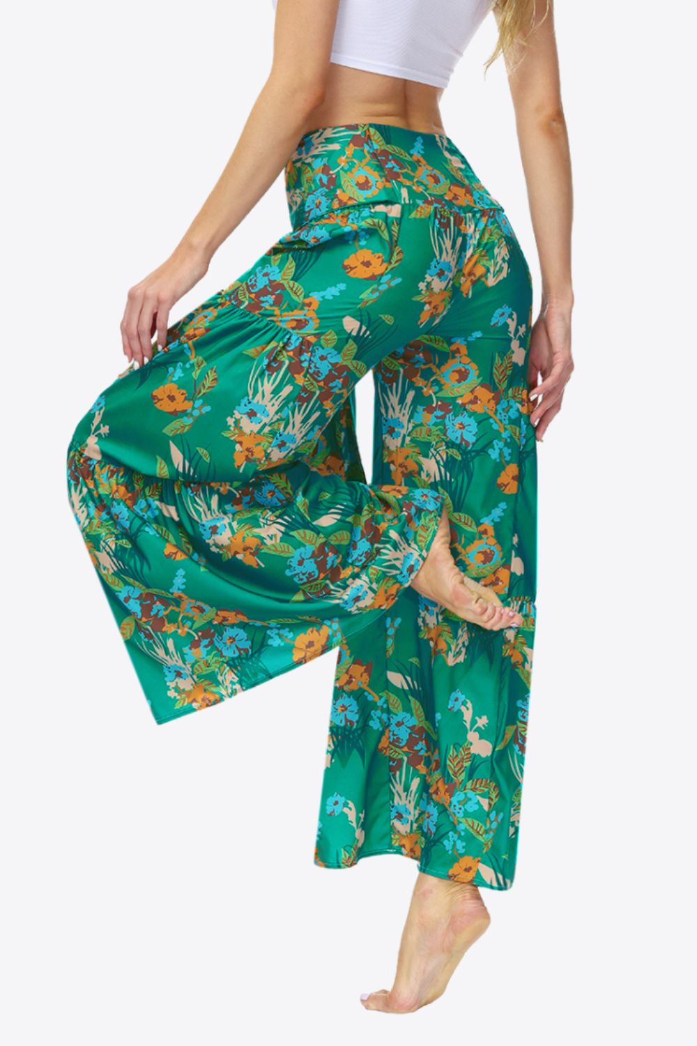 Floral Tie-Waist Tiered Culottes