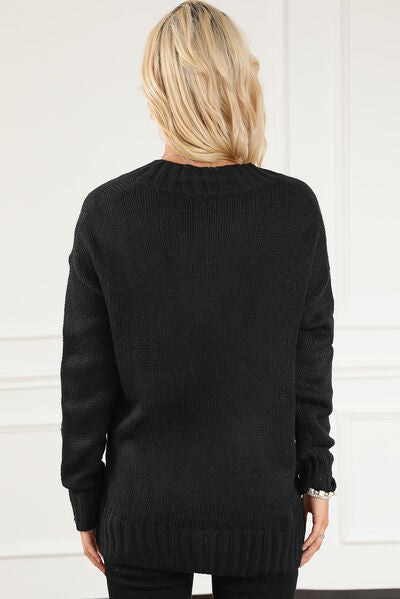 V-Neck Dropped Shoulder Sweater