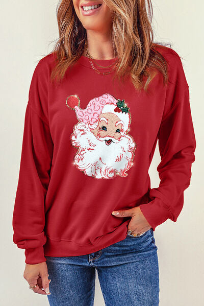 Santa Round Neck Dropped Shoulder Sweatshirt