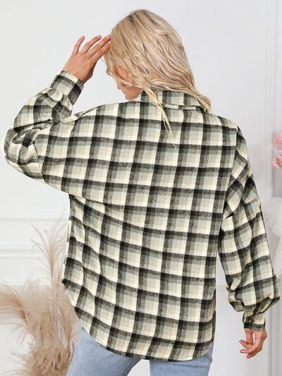 Plaid Button Up Collared Neck Jacket