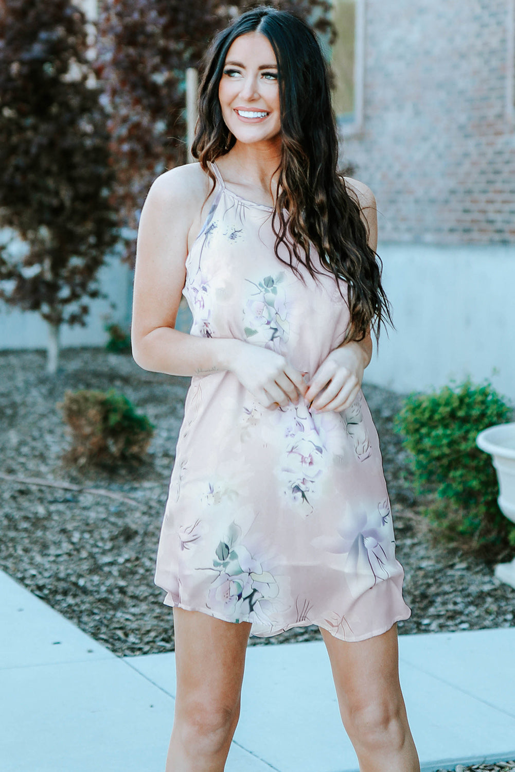 Peony Print Sleeveless Dress