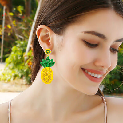 Bead Stainless Steel Pineapple Earrings