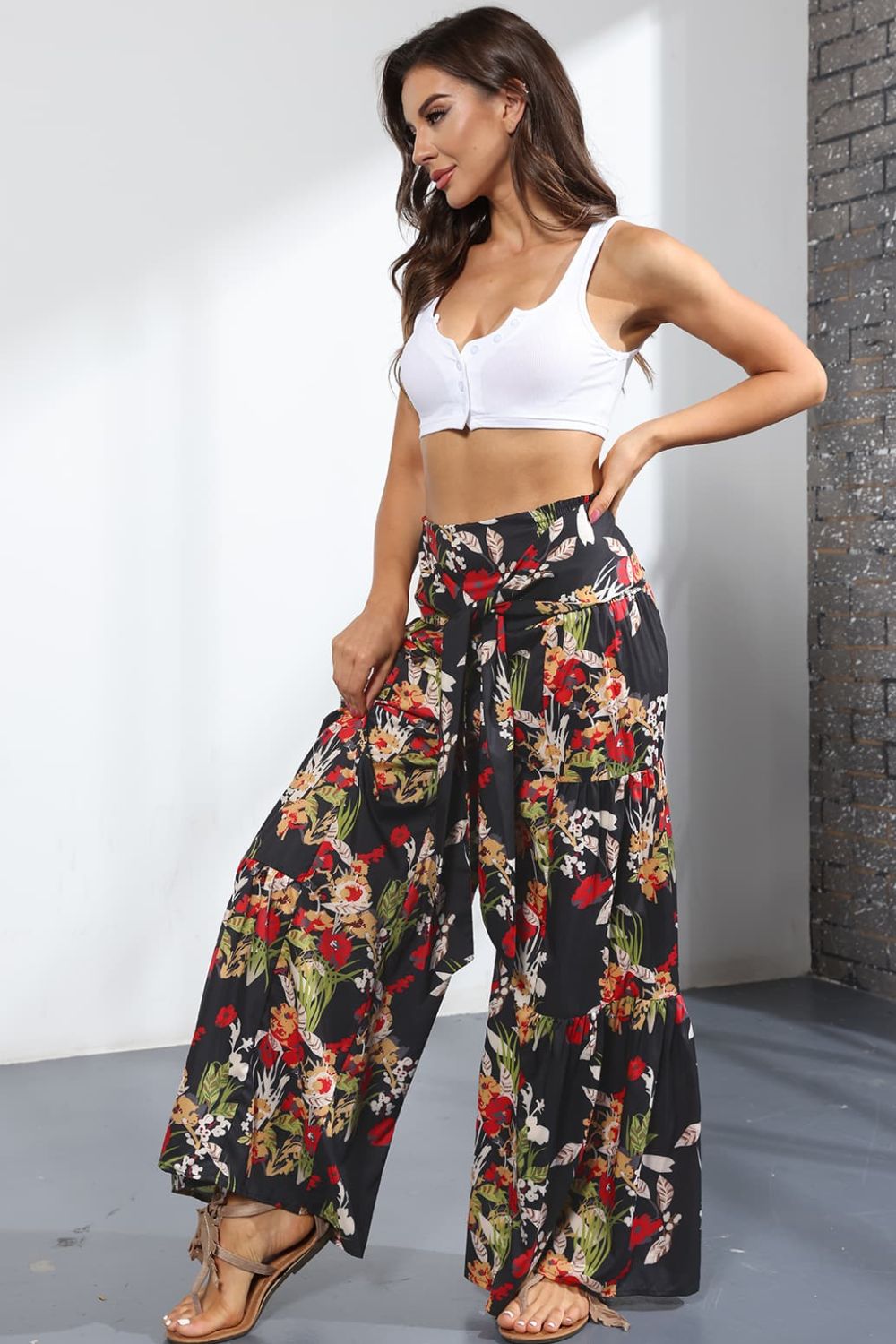 Printed High-Rise Tied Culottes