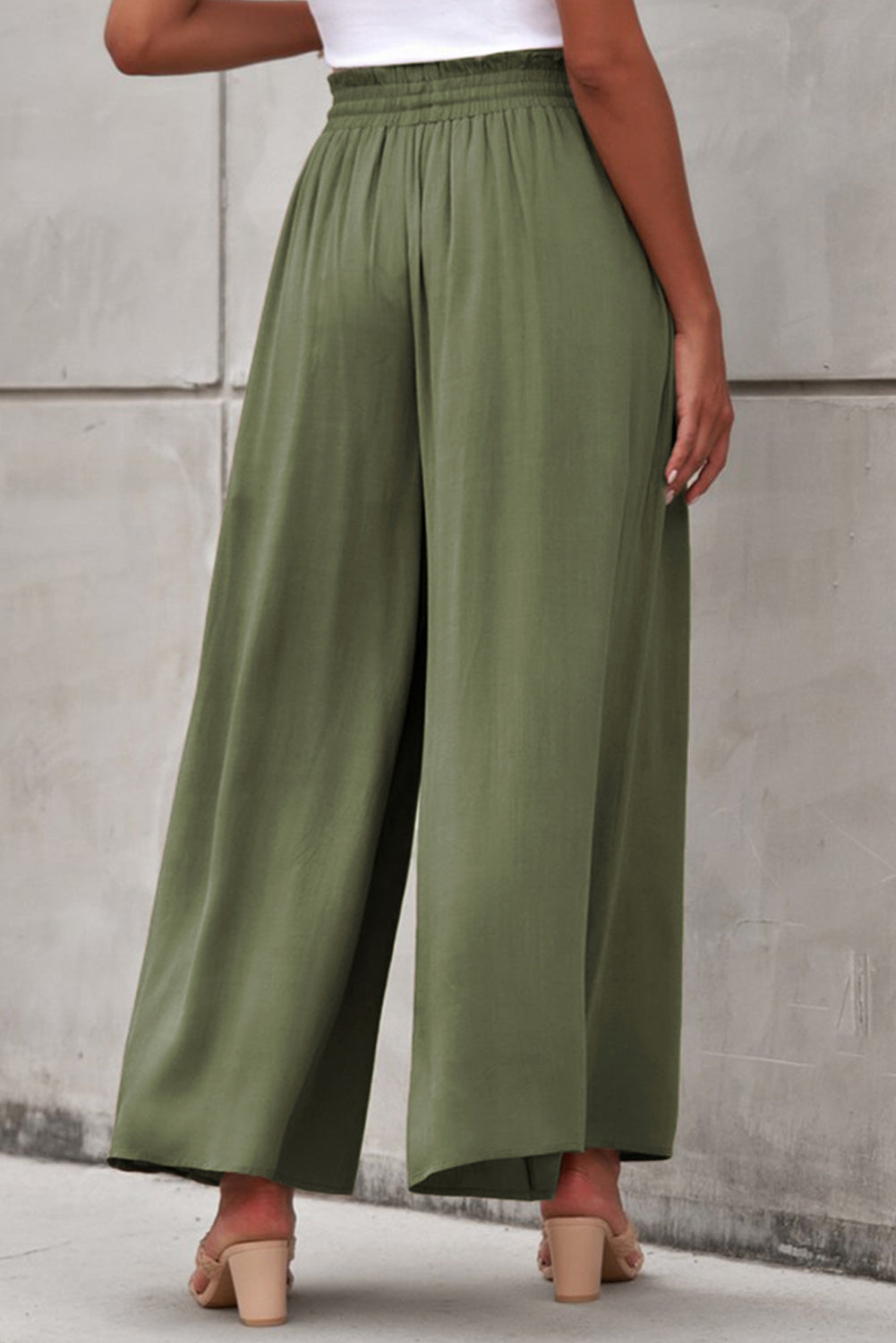 Drawstring Waist Wide Leg Pants