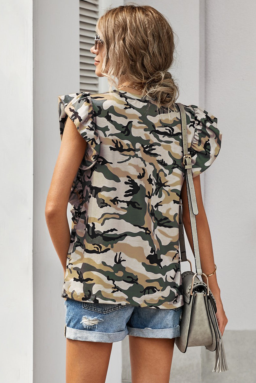 Camouflage Flutter Sleeve T-Shirt