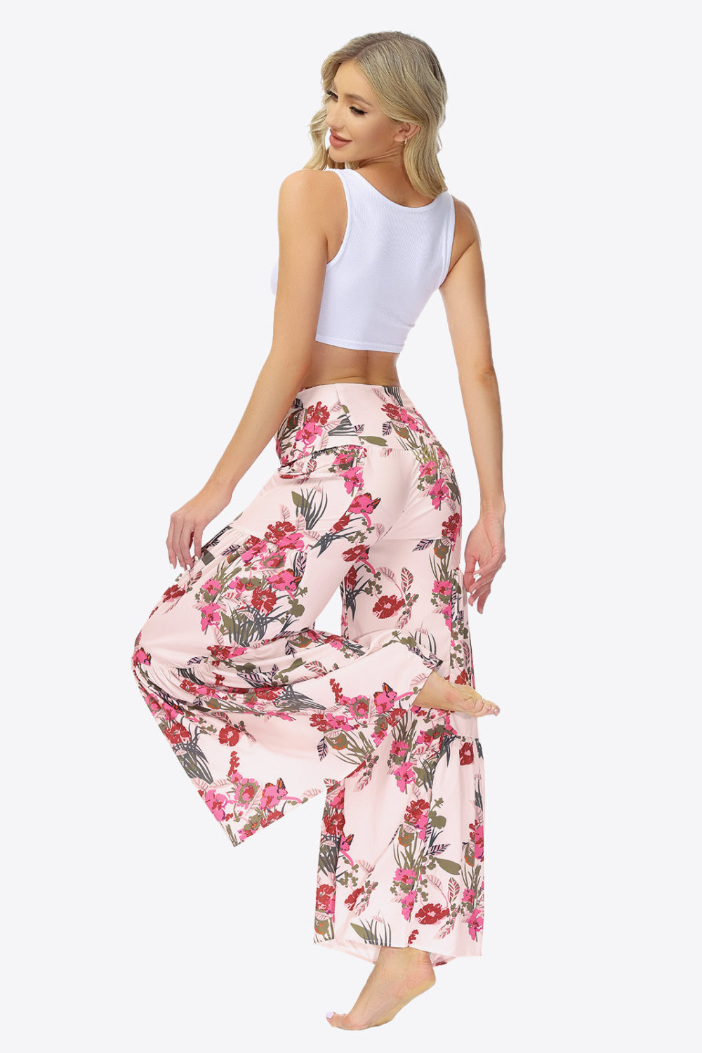 Floral Tie-Waist Tiered Culottes