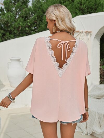 Cutout Tied Round Neck T-Shirt